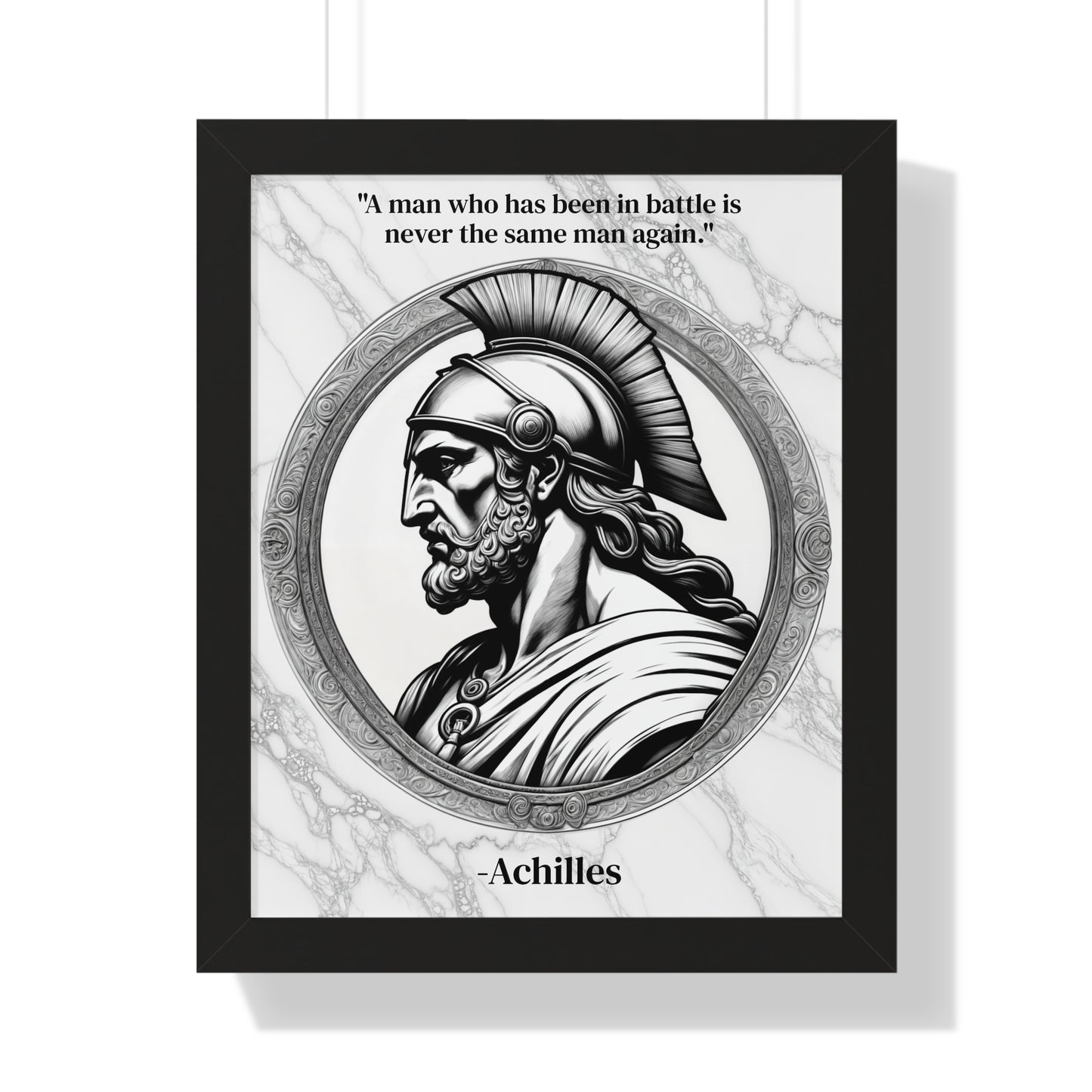 Achilles Greek Mythology Motivational Framed Wall Art Quote for Home Office Decor - Unique Gift for Warrior Spirit Inspirational Fans