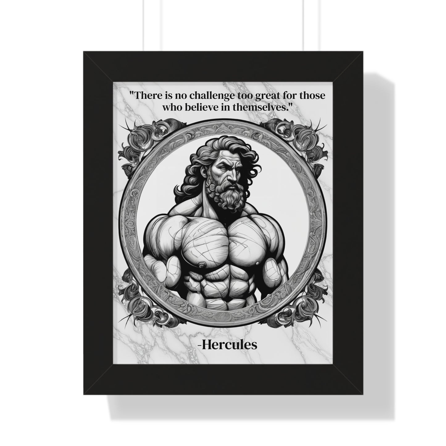 Hercules Inspirational Quote Strength Framed Wall Art for Fitness Motivation Home Decor - Perfect Gift for Workout Enthusiasts Fans