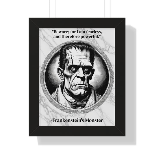 Frankensteins Monster Inspirational Quote Science Fiction Decor Framed Wall Art for Home Office Gift - Perfect Creature Quote Print for Fans