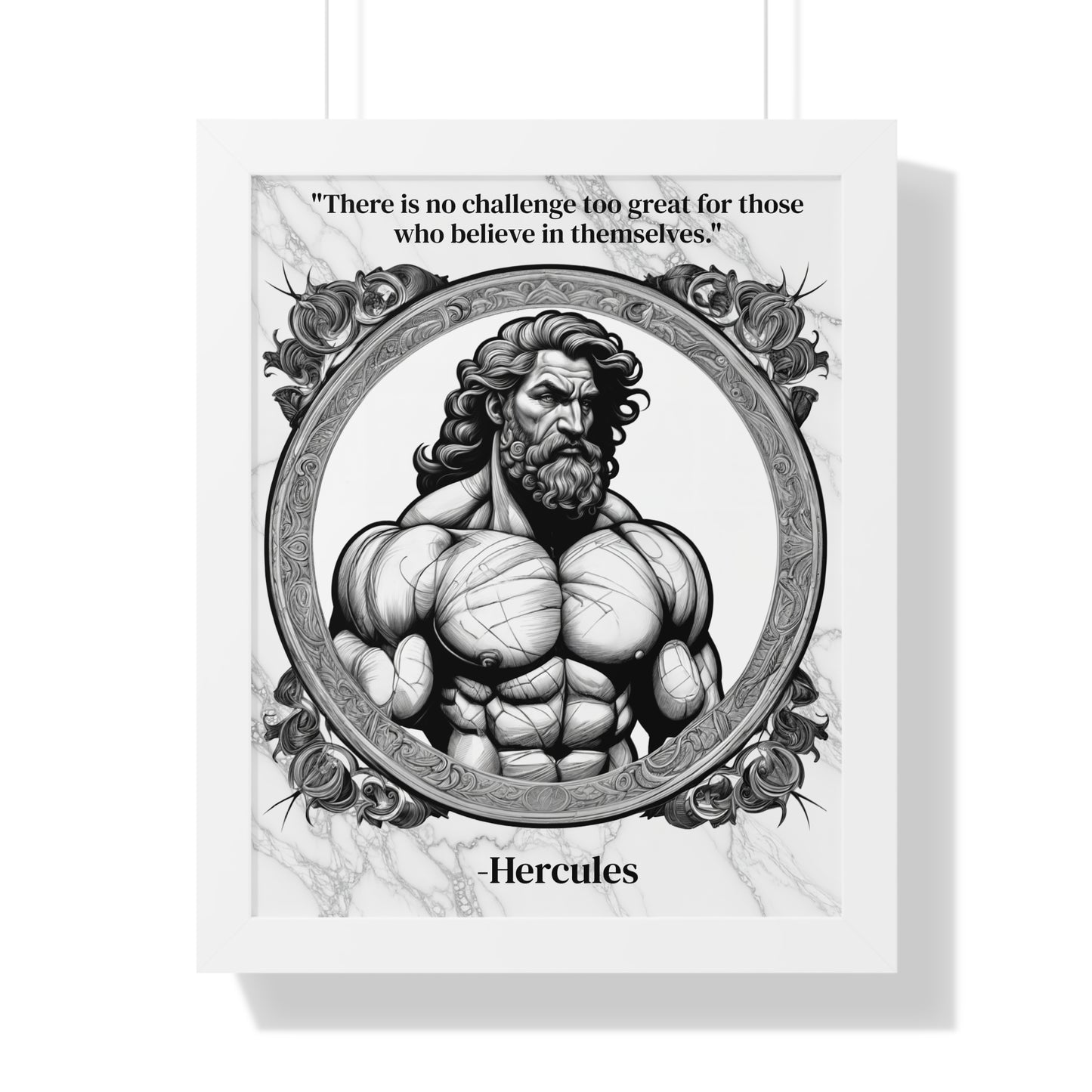 Hercules Inspirational Quote Strength Framed Wall Art for Fitness Motivation Home Decor - Perfect Gift for Workout Enthusiasts Fans