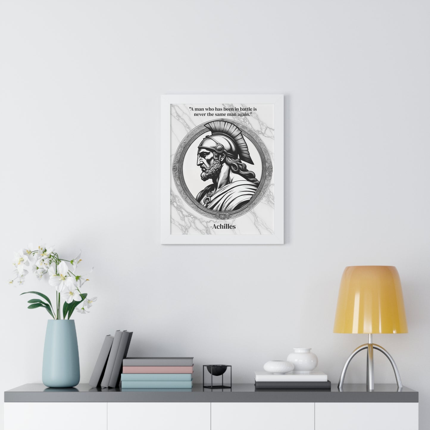 Achilles Greek Mythology Motivational Framed Wall Art Quote for Home Office Decor - Unique Gift for Warrior Spirit Inspirational Fans