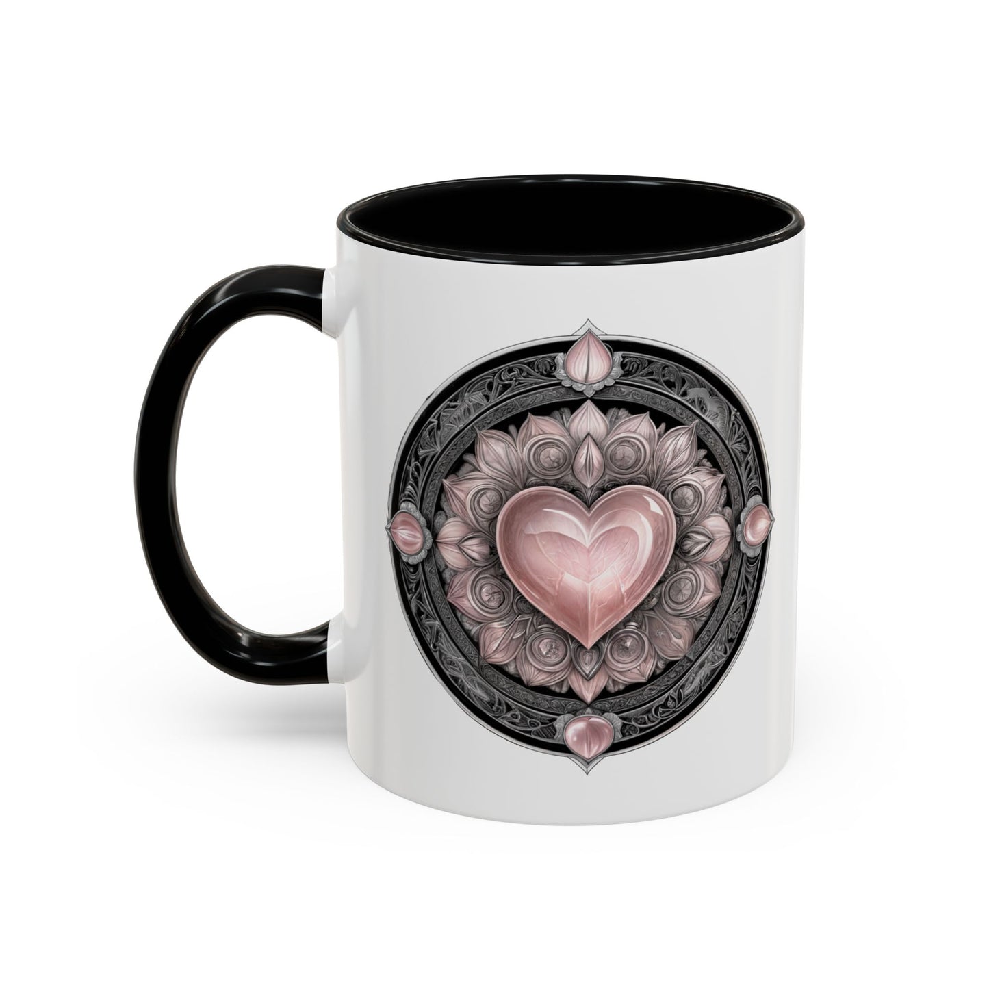 Rose Quartz Love Crystal Coffee Mug with Heartwarming Quote and QR Code Beautiful Gemstone Gift for Valentines Day or Mothers Day