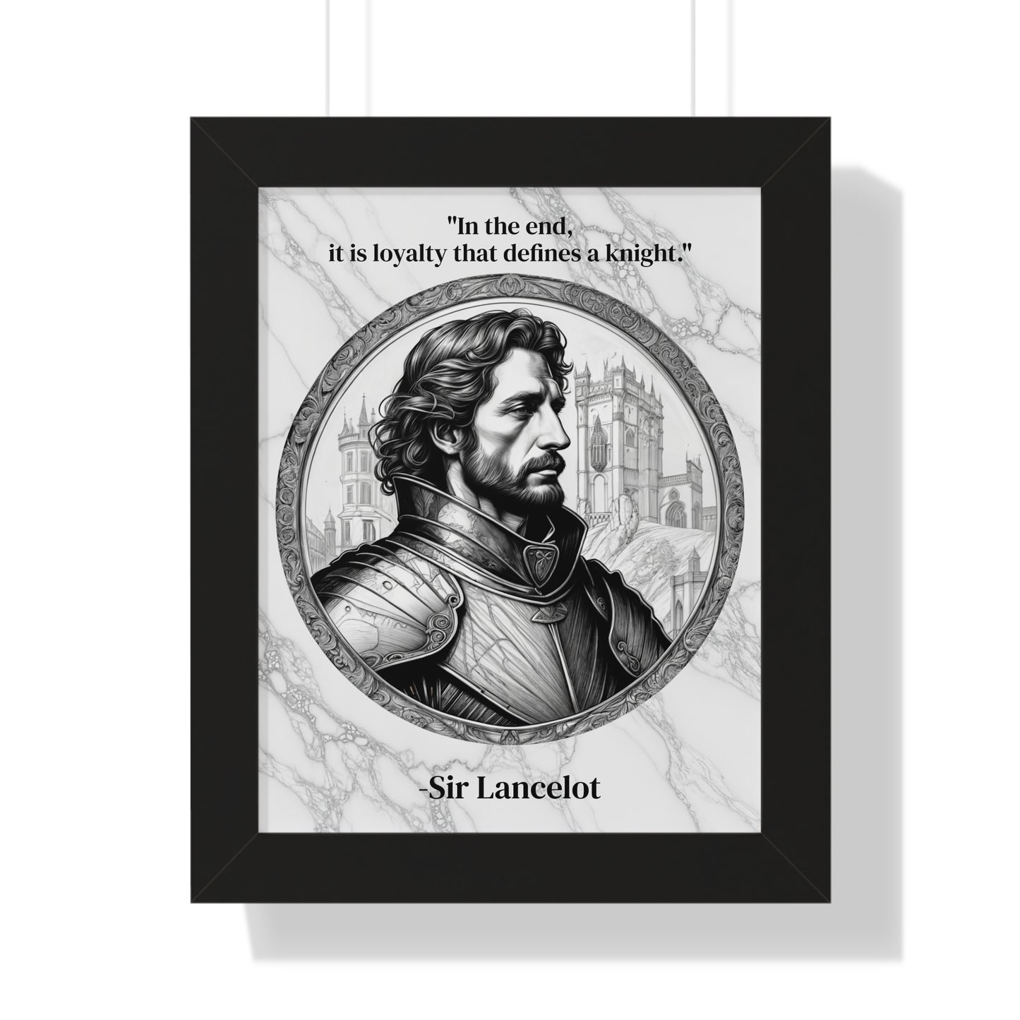 Sir Lancelot Chivalry Code Knights Honor Framed Wall Art Inspirational Quote for Knights Templar Decor - Unique Gift for History Lovers Fans