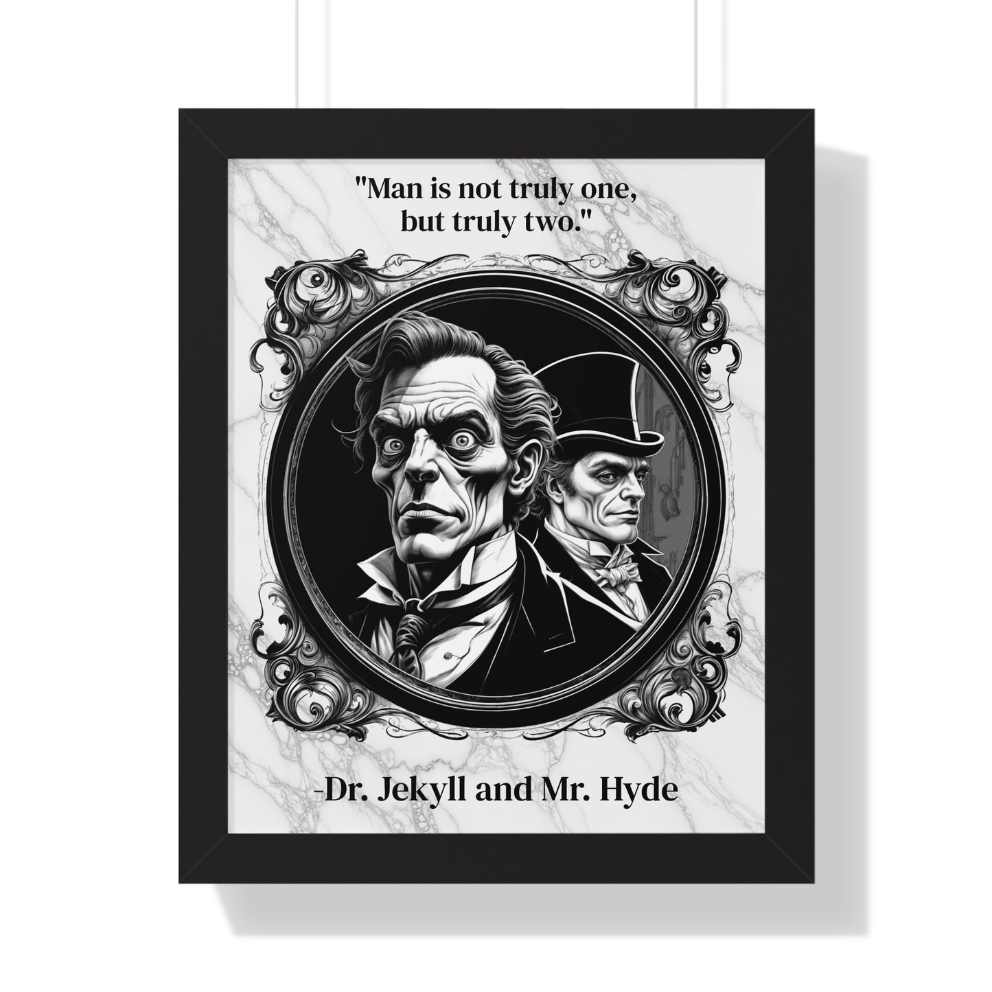 Dr. Jekyll and Mr. Hyde Inspirational Quote Gothic Decor Framed Wall Art for Home Office Gift - Duality Quote Print for Literary Enthusiasts