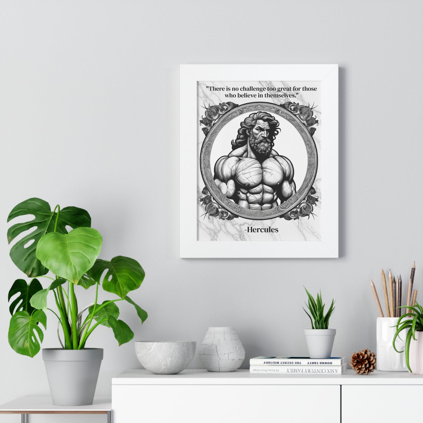 Hercules Inspirational Quote Strength Framed Wall Art for Fitness Motivation Home Decor - Perfect Gift for Workout Enthusiasts Fans