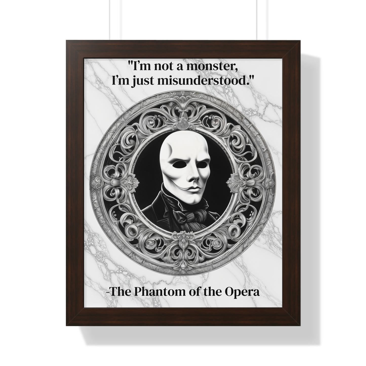 The Phantom of the Opera Inspirational Quote Art Decor Framed Wall Art for Home Office Gift - Perfect Quote Print for Music and Mystery Fans