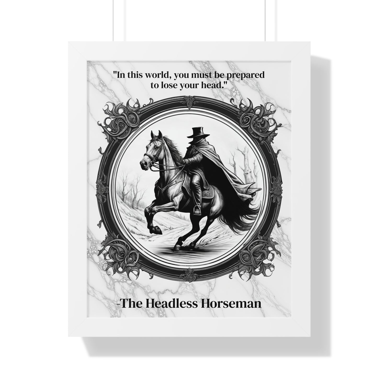 The Headless Horseman Inspirational Quote Halloween Decor Framed Wall Art for Home Office Gift - Ideal Legend Quote Print for Spooky Fans