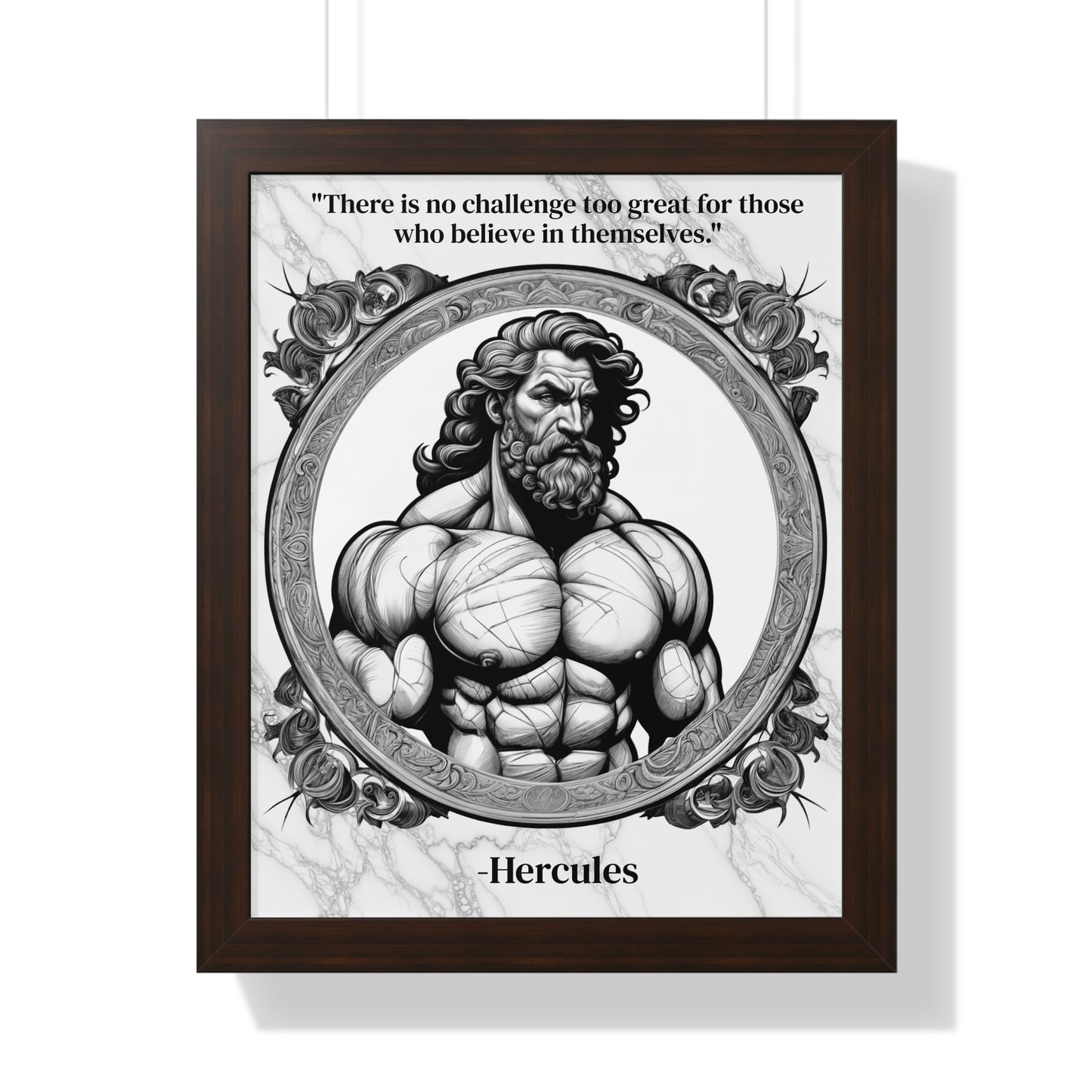 Hercules Inspirational Quote Strength Framed Wall Art for Fitness Motivation Home Decor - Perfect Gift for Workout Enthusiasts Fans