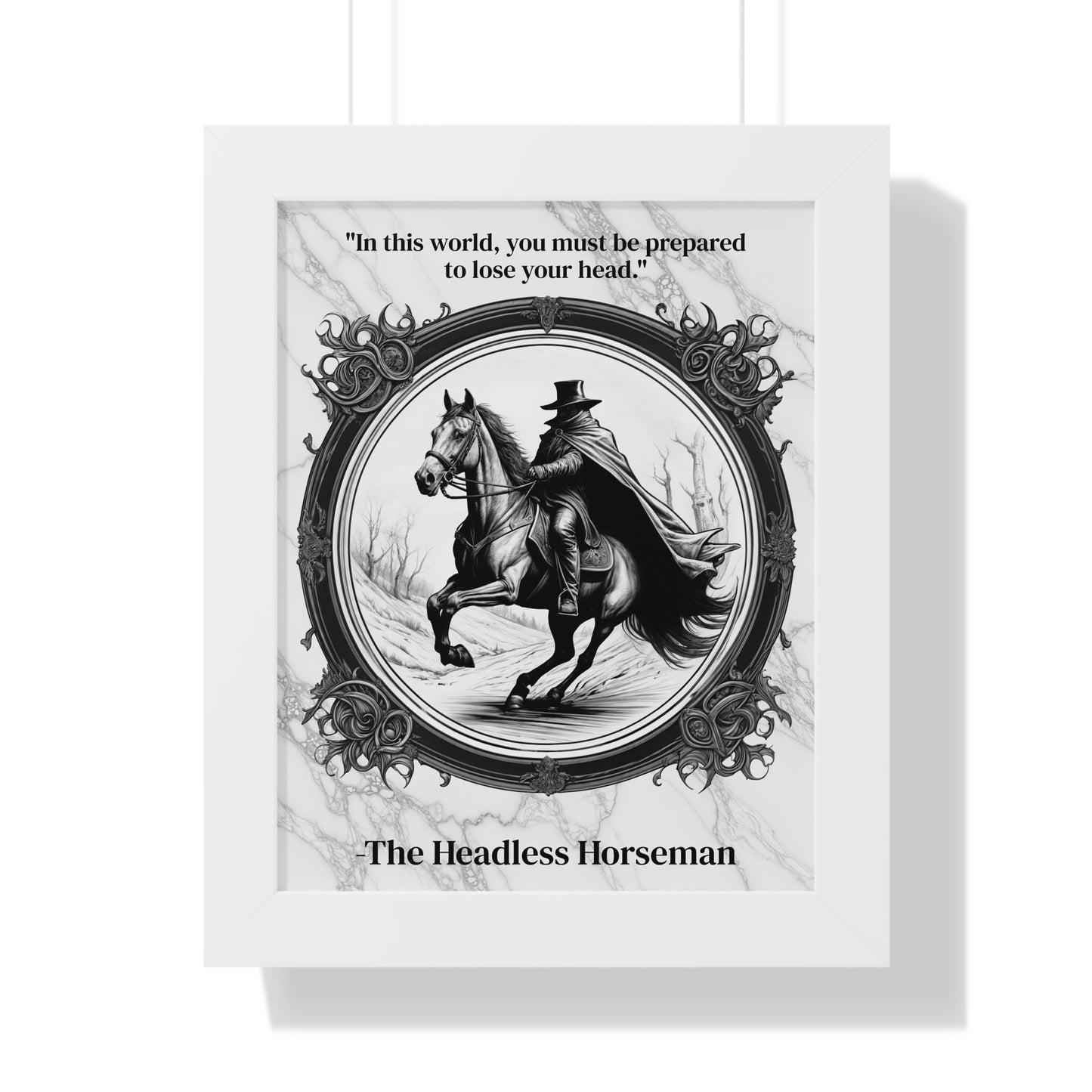 The Headless Horseman Inspirational Quote Halloween Decor Framed Wall Art for Home Office Gift - Ideal Legend Quote Print for Spooky Fans