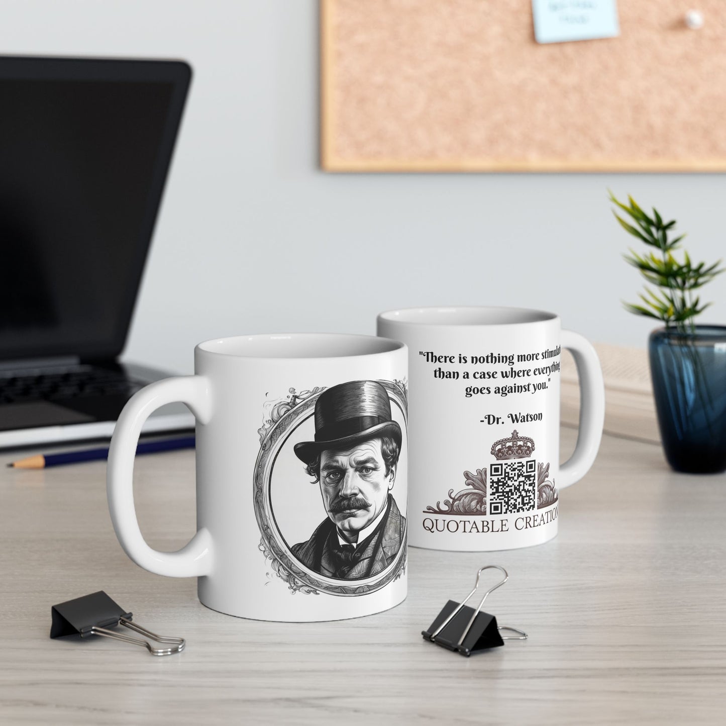 Dr. Watson Inspirational Quote Coffee Mug with QR Code (11, 15oz)