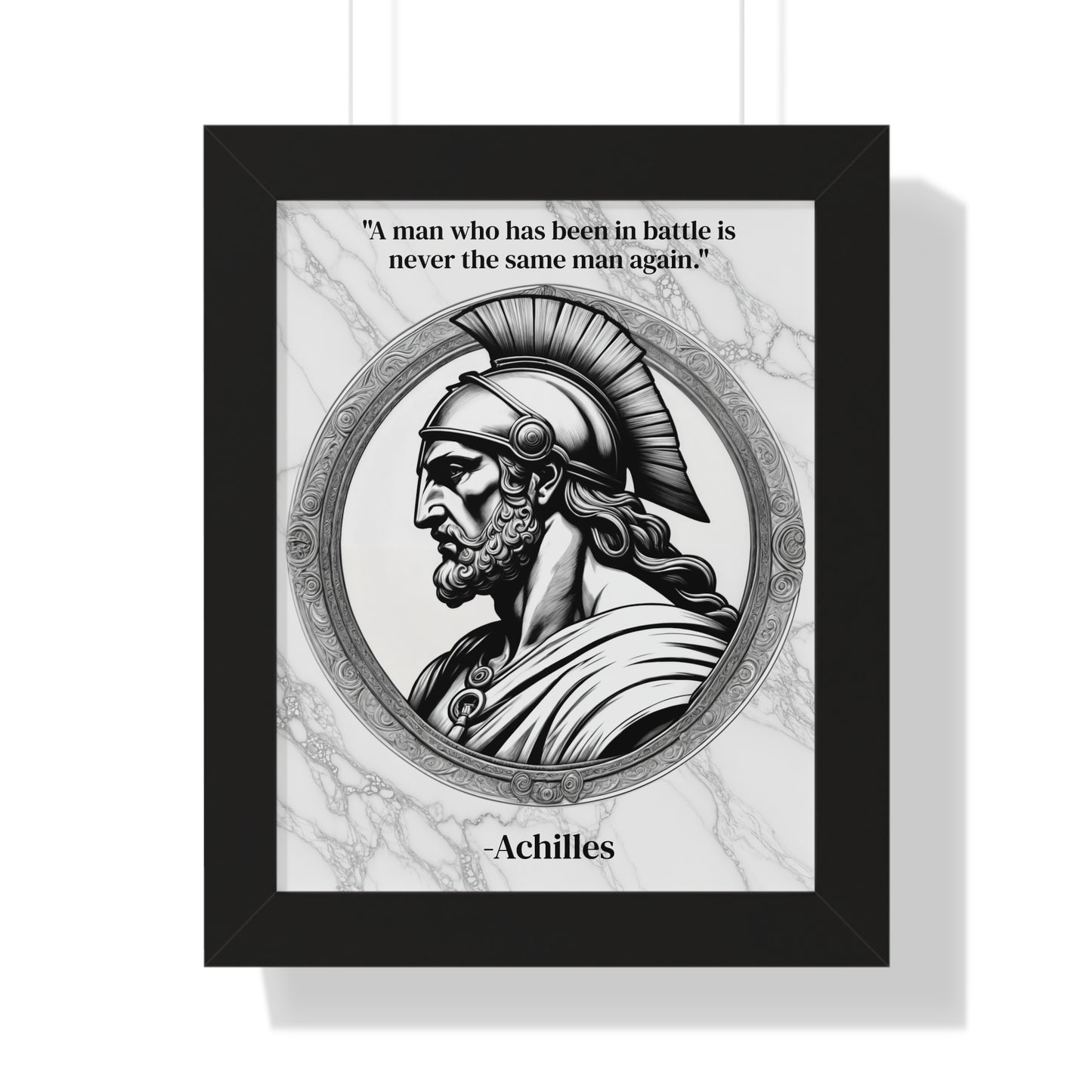 Achilles Greek Mythology Motivational Framed Wall Art Quote for Home Office Decor - Unique Gift for Warrior Spirit Inspirational Fans