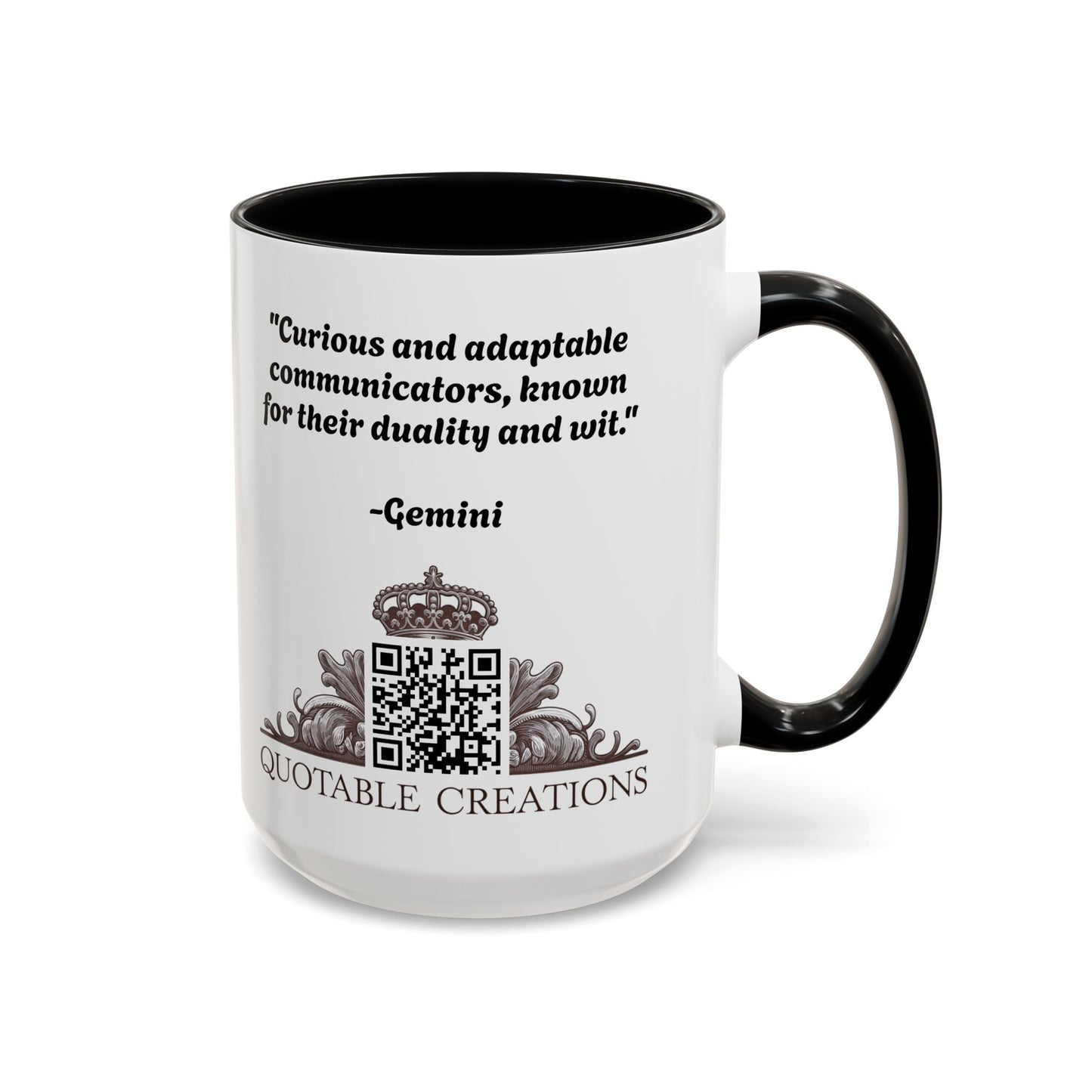 Gemini Zodiac Coffee Mug with Inspirational Quote and Smart QR Code Fun Astrology Gift Unique Horoscope Mug for Gemini Lovers