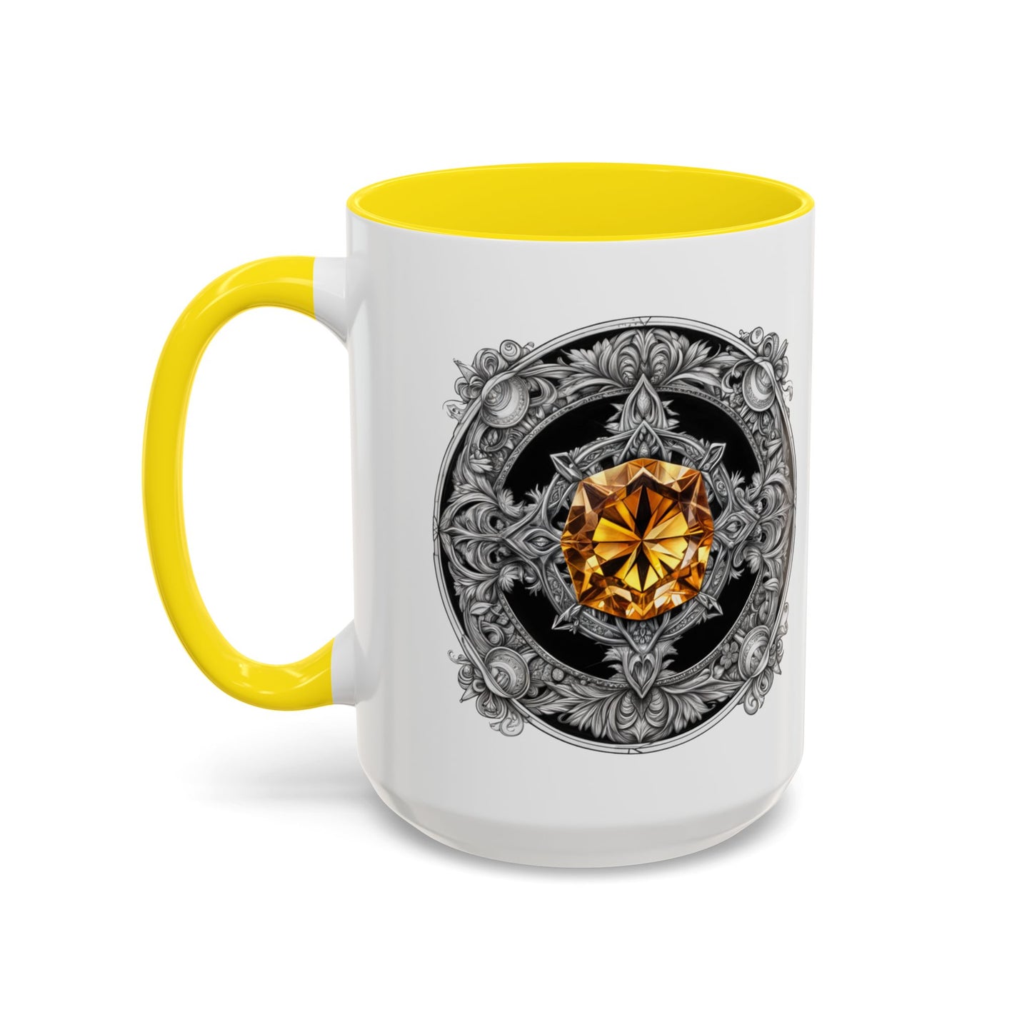 Citrine Crystal Coffee Mug with Positive Quote and QR Code for Motivational Video Ideal Gift for Gemstone Optimists and Dreamers