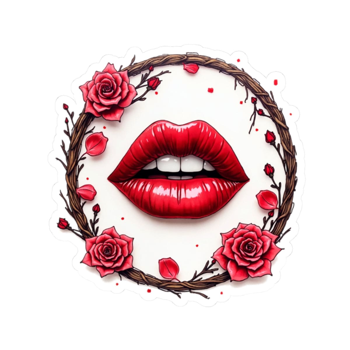 Printify Paper products 2" × 2" / White Sugar on My Lips - Kiss-Cut Stickers