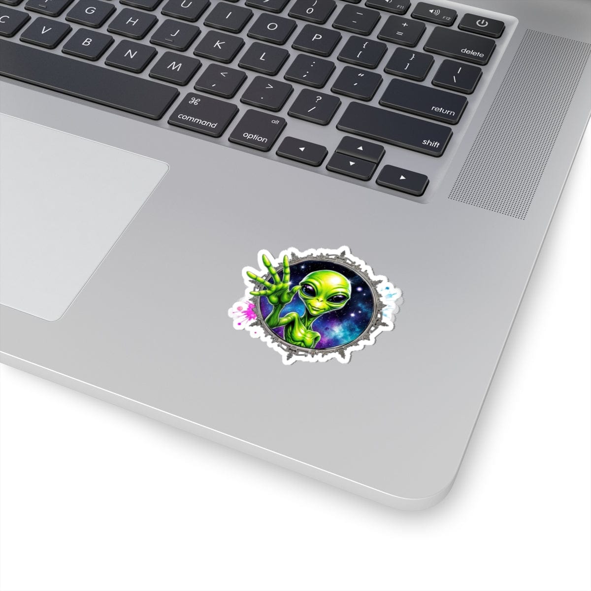 Printify Paper products Sticker - We Come in Peace and Good Vibes! - Alien & Space Kiss-Cut