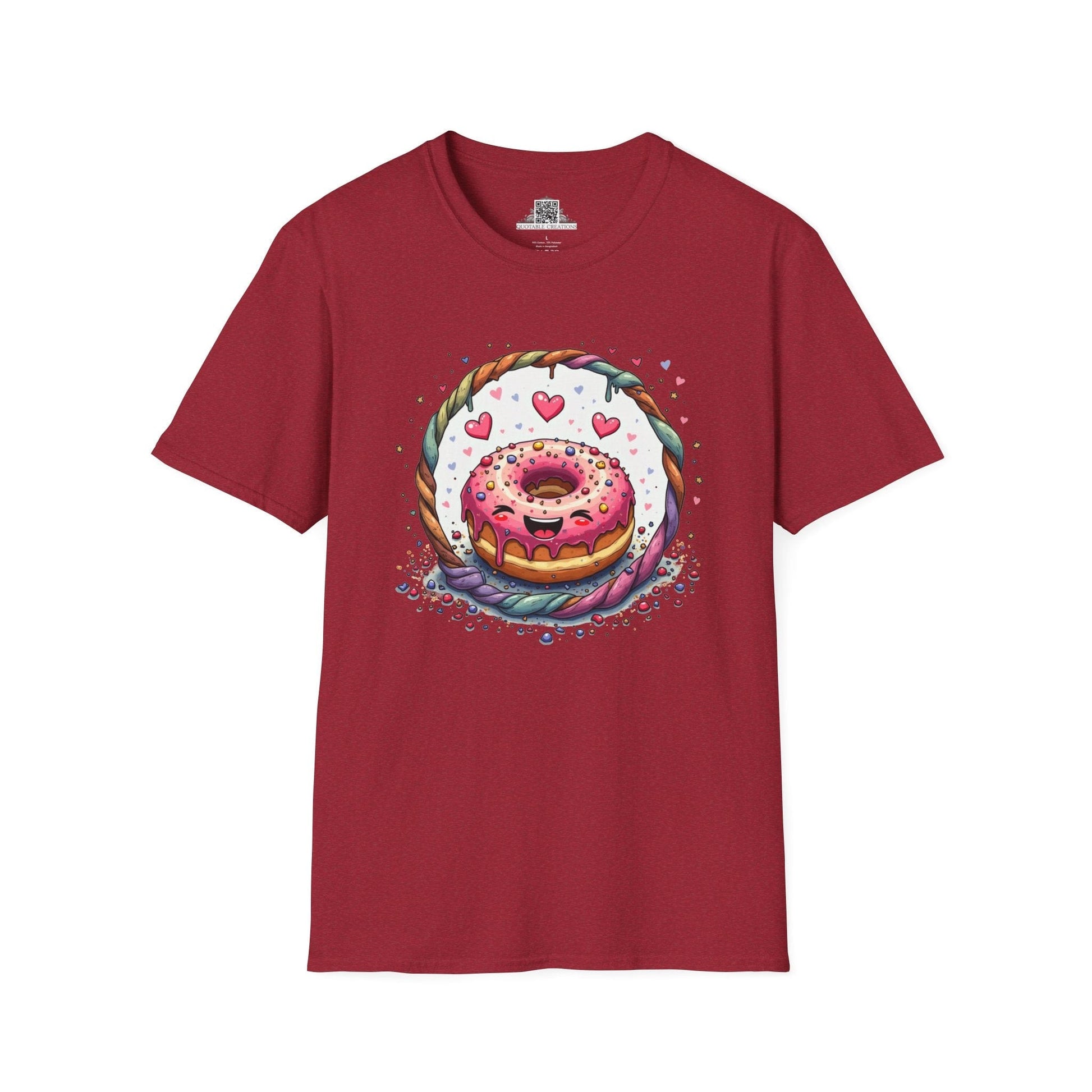 Printify T-Shirt S / Antique Cherry Red Donut Worry Love - T-Shirt