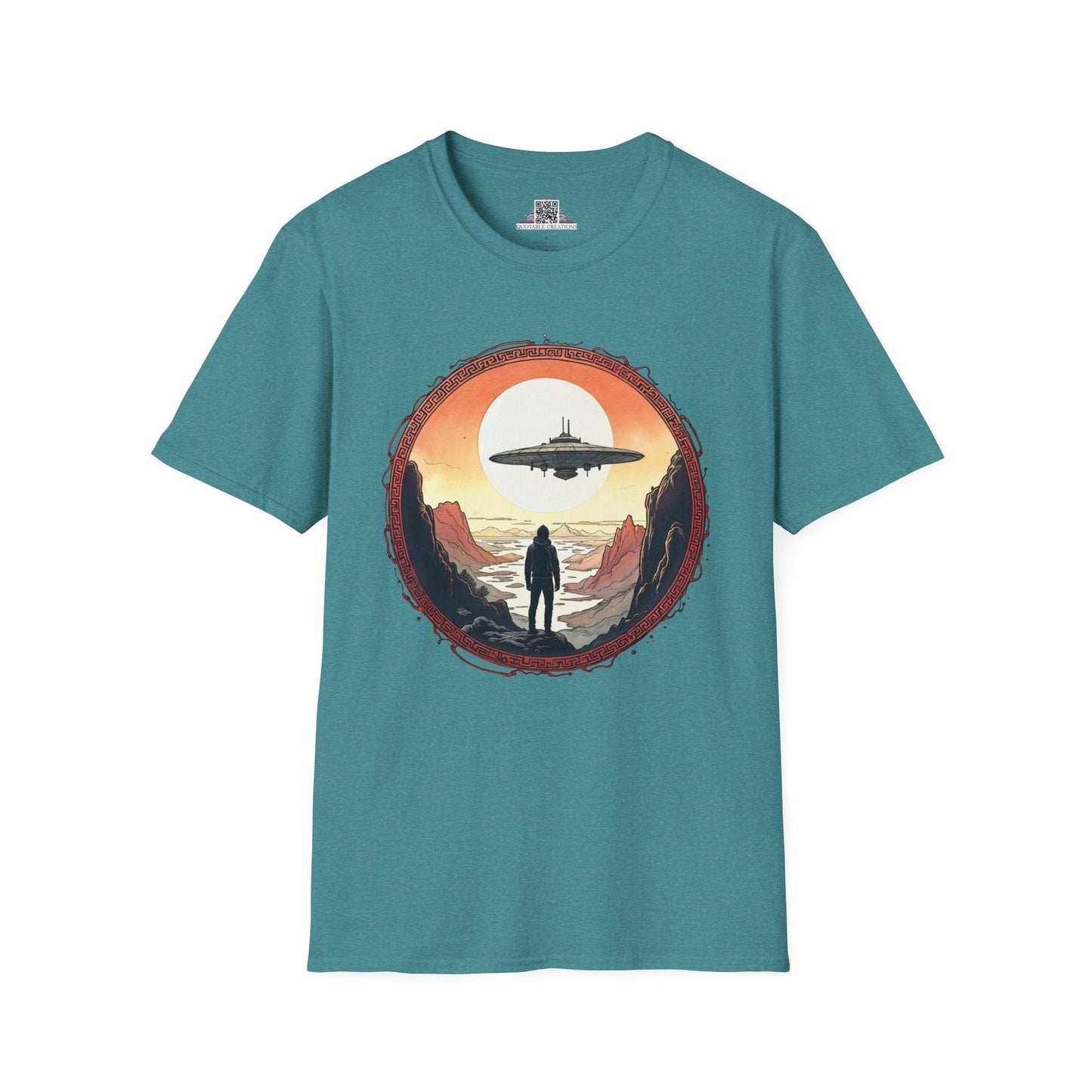 Printify T-Shirt S / Heather Galapagos Blue I Believe UFO & Cosmic - T-Shirt