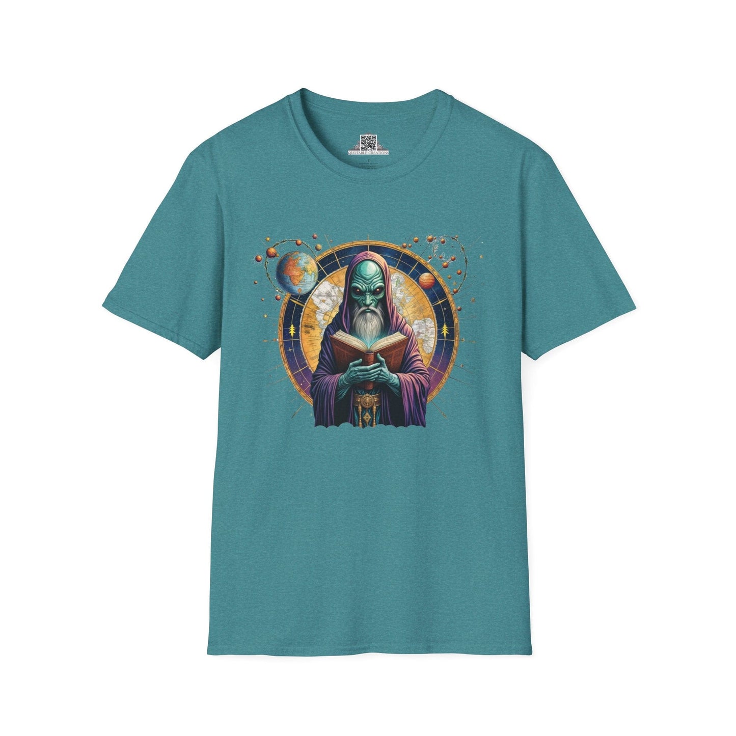 Printify T-Shirt S / Heather Galapagos Blue T-Shirt - Intergalactic Mystery What's Behind Door Number 3 - Alien & Space