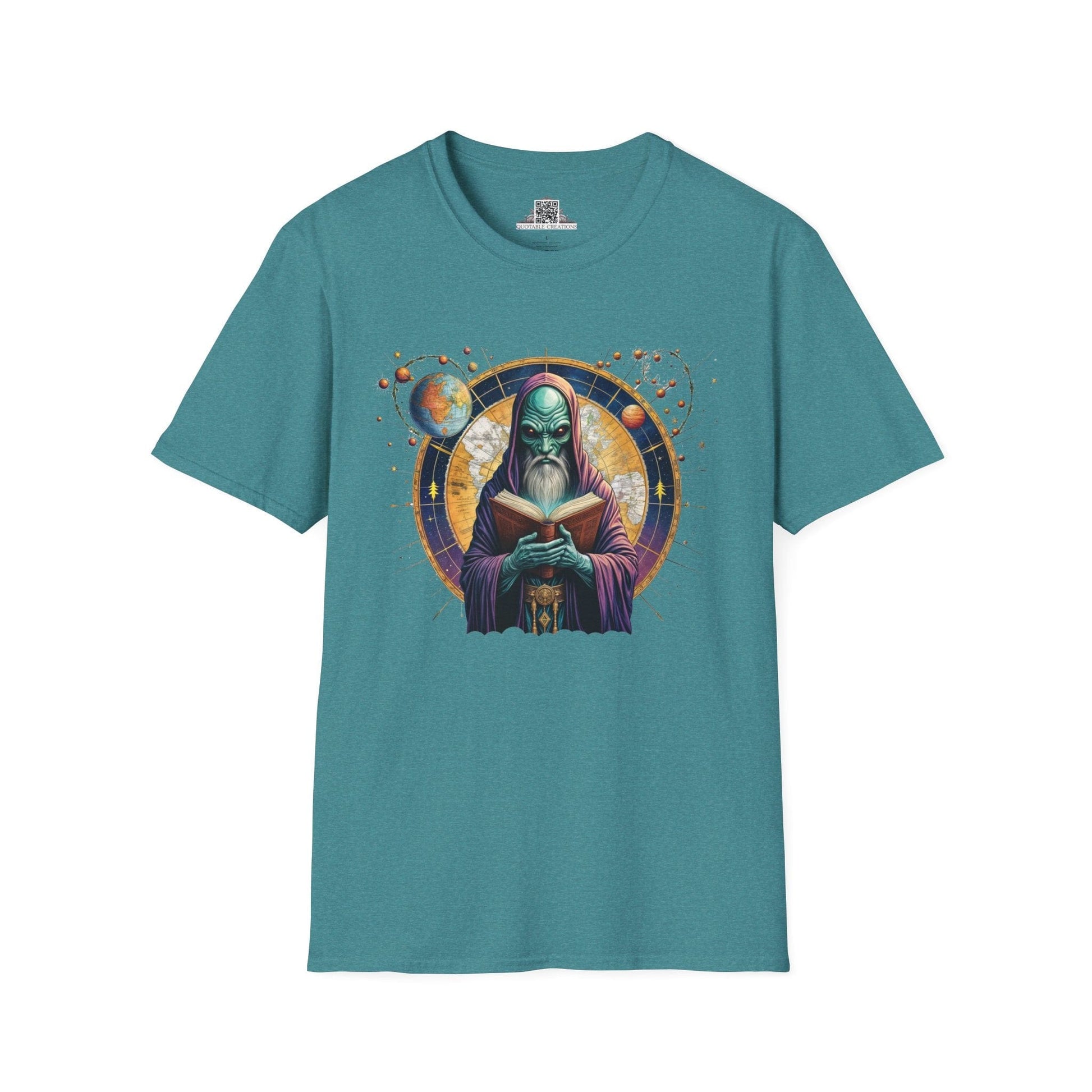 Printify T-Shirt S / Heather Galapagos Blue T-Shirt - Intergalactic Mystery What's Behind Door Number 3 - Alien & Space