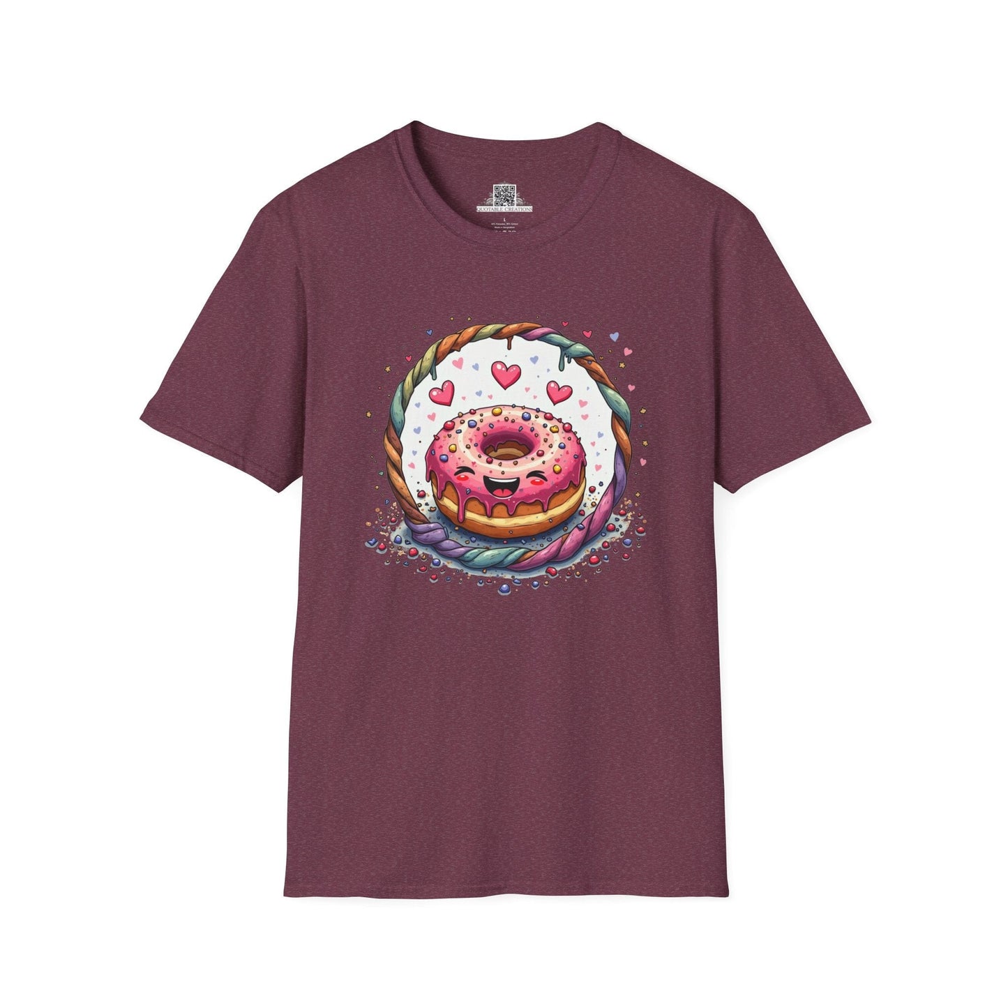 Printify T-Shirt S / Heather Maroon Donut Worry Love - T-Shirt
