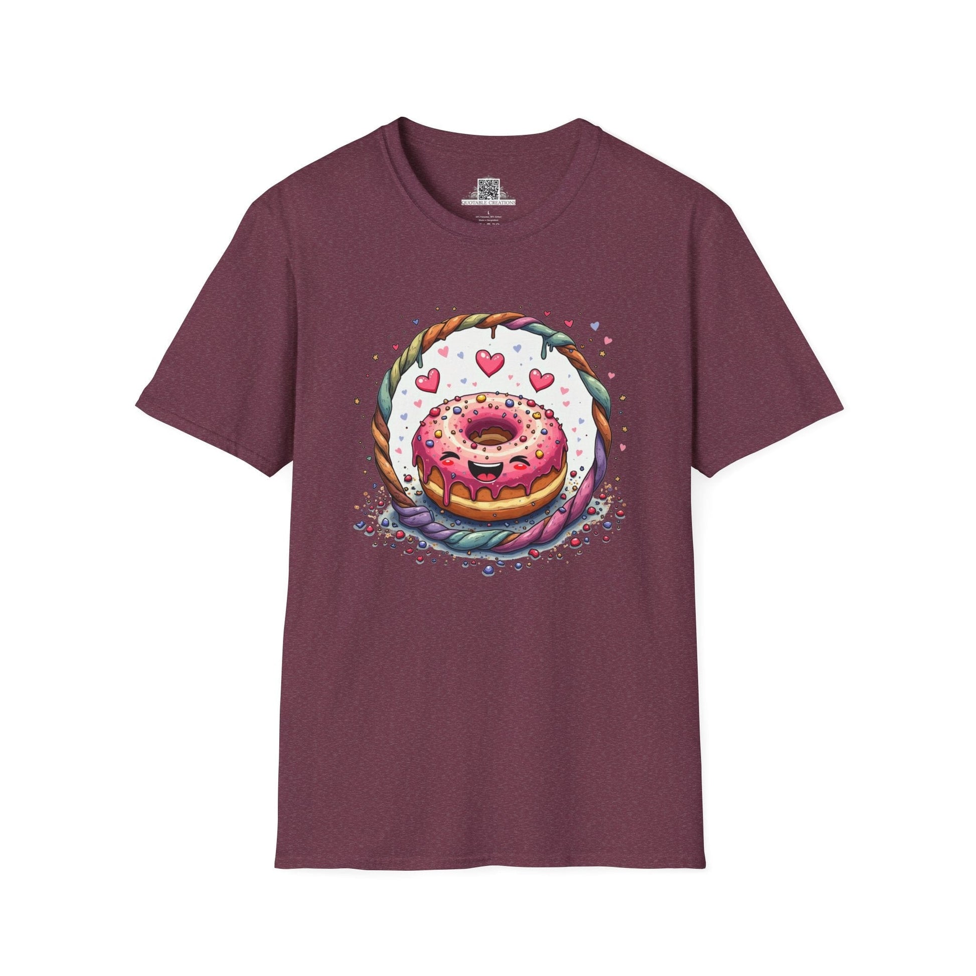 Printify T-Shirt S / Heather Maroon Donut Worry Love - T-Shirt